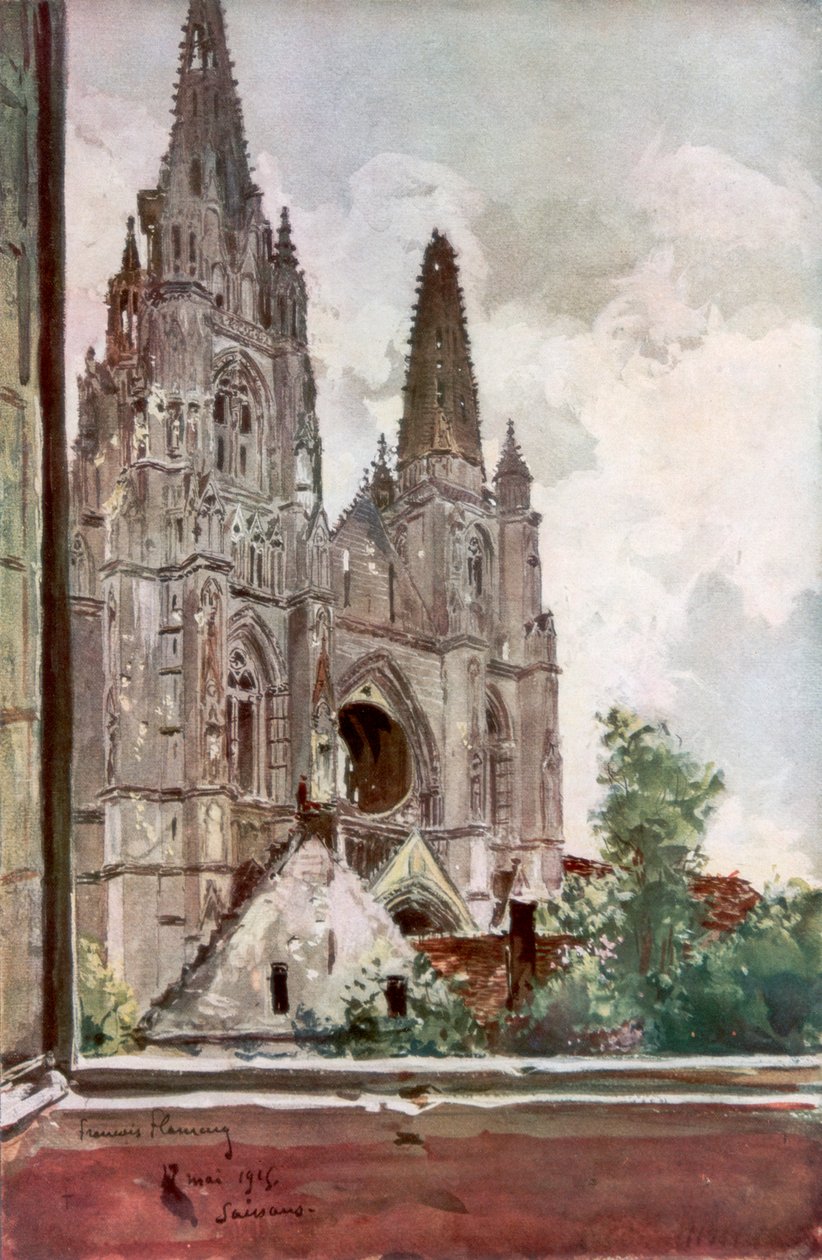 Saint Jean des Vignes Abbeyn rauniot, Soissons, Ranska, 17. toukokuuta 1915, 1926. tekijältä Francois Flameng
