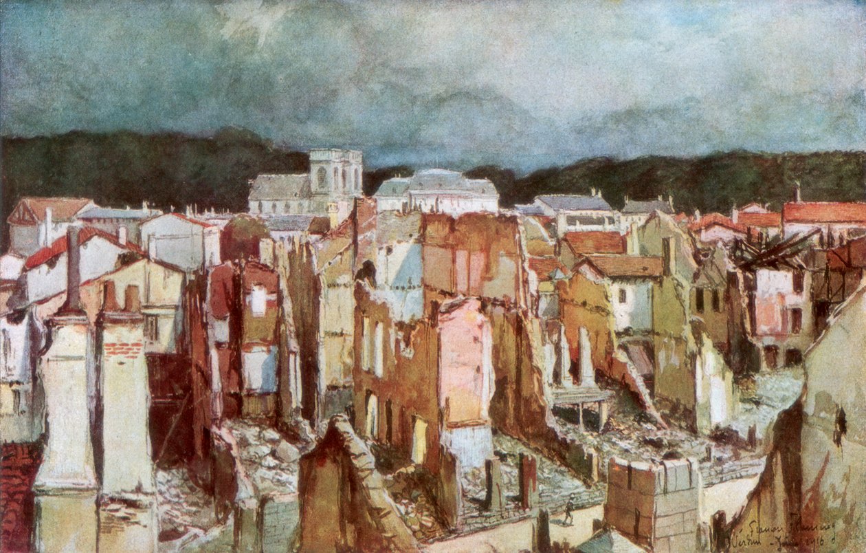 Verdunin rauniot, kesäkuu 1916, 1926. tekijältä Francois Flameng