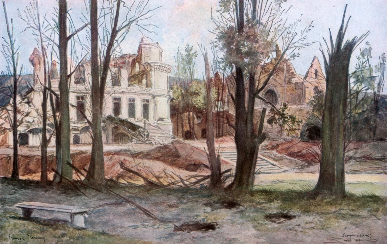 Talon rauniot, Soupir, ensimmäinen maailmansota, huhtikuu 1917. tekijältä Francois Flameng