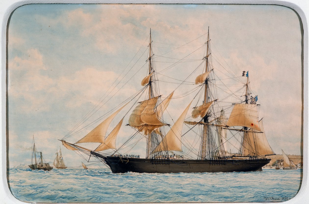 New York Ocean Herald -leikkuri, kirjoittanut Francois Roux (1811-1882), akvarelli tekijältä Francois Geoffroy Roux