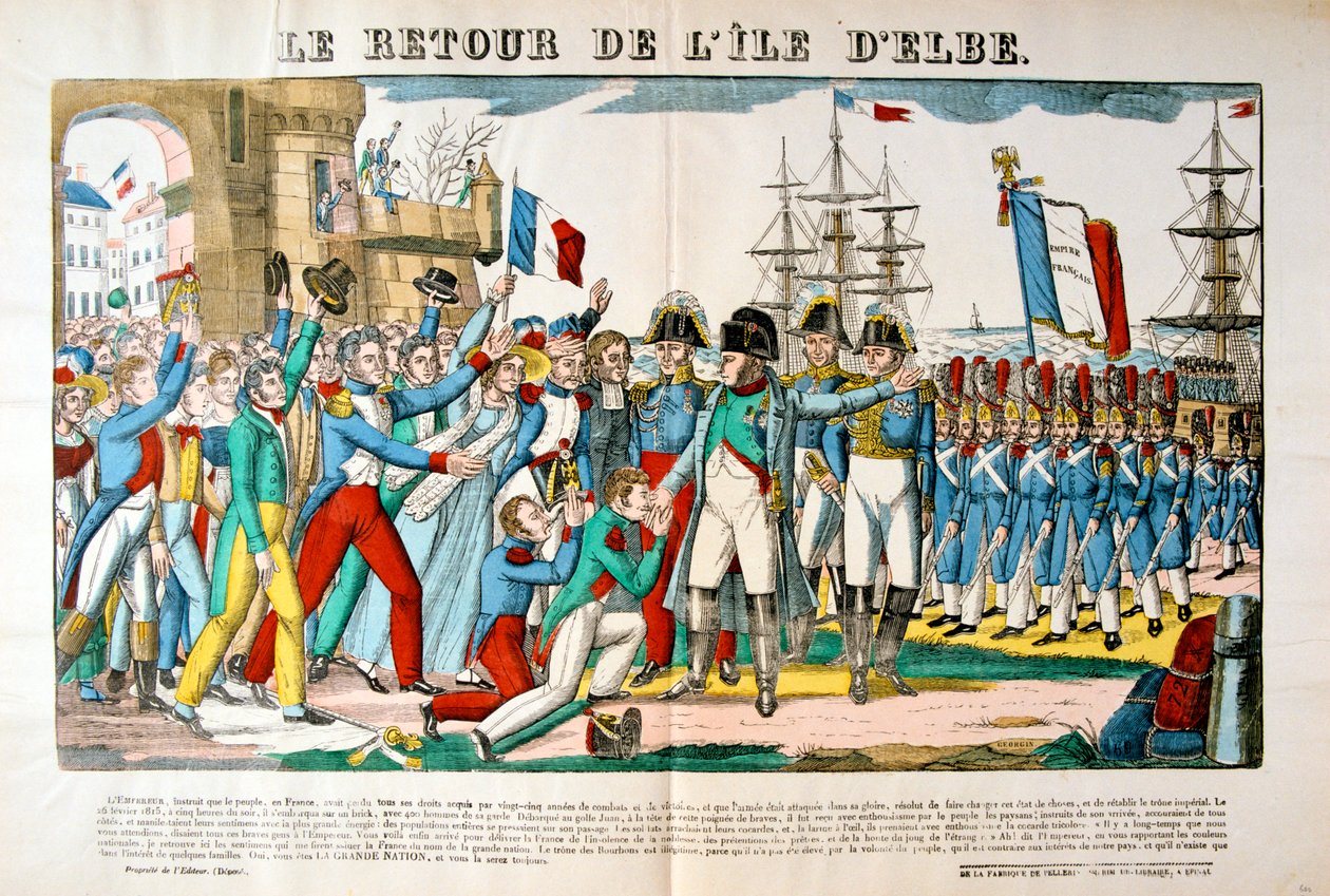 Napoleonin paluu Elban saarelta, 26. helmikuuta 1815, c1835 tekijältä Francois Georgin