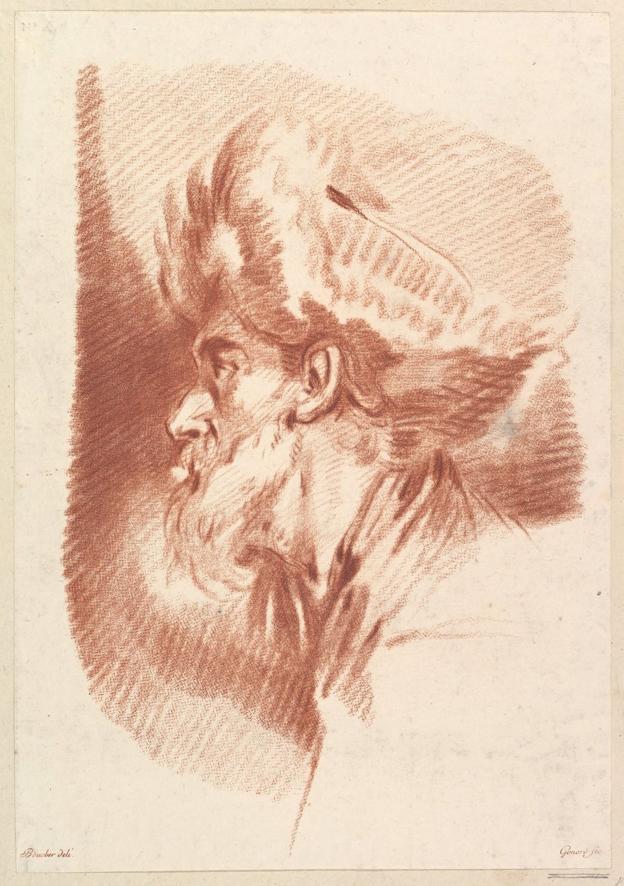 Nimetön Head Of A Man In Turban, 1700-luvun puolivälistä 1800-luvun alkuun. tekijältä Francois Gonord