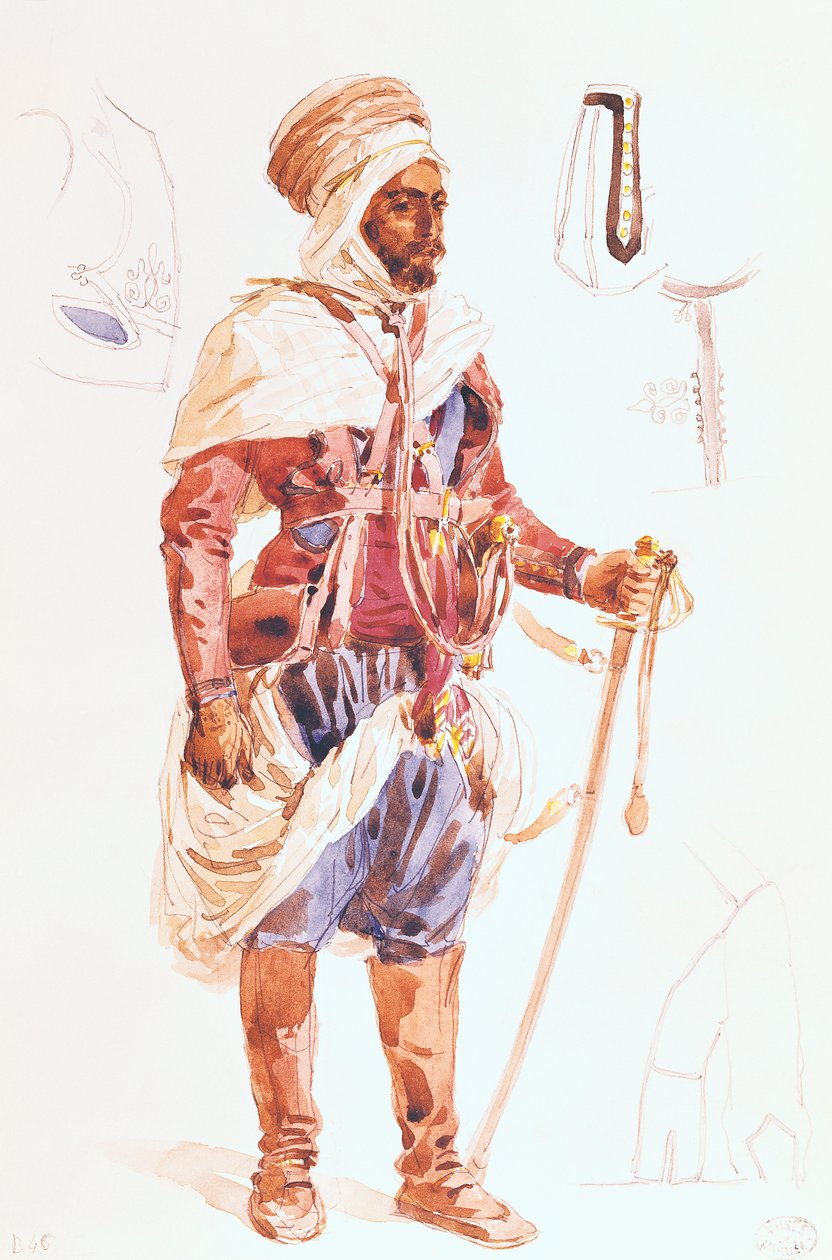 Spahi miekkansa kanssa, n. 1854 tekijältä Francois Hippolyte Lalaisse