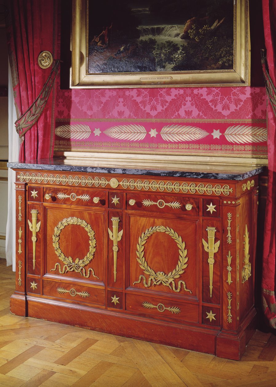 Ensimmäinen empire-tyylinen lipasto, 1804-15 (akasia, marmori ja kullattu pronssi) tekijältä Francois Honore Georges Jacob Desmalter