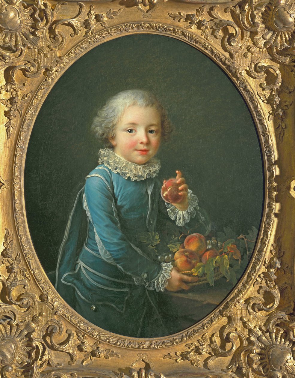 Poika persikoilla, 1760 tekijältä Francois Hubert Drouais