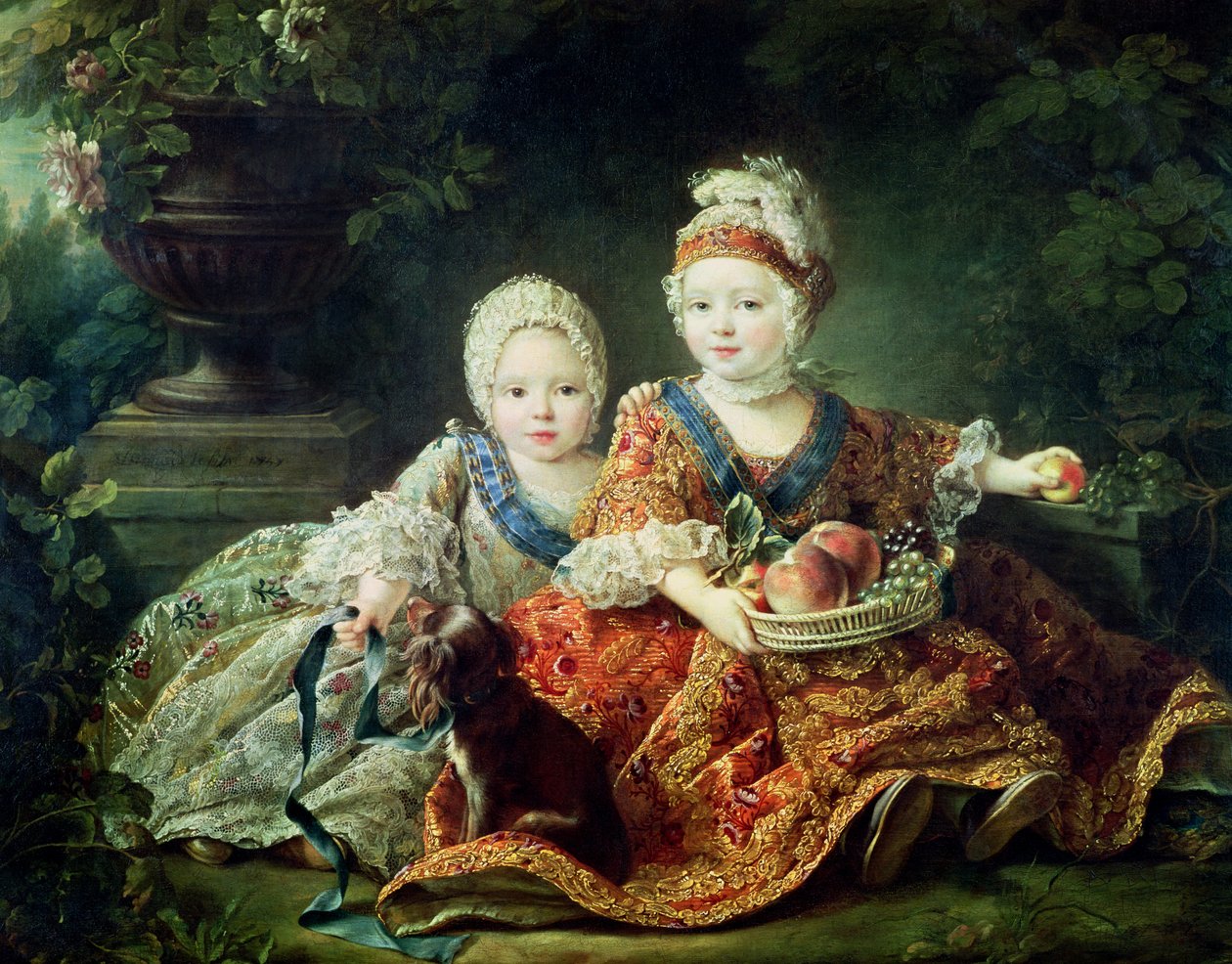 Louis de France (1754-93) duc de Berry ja Louis de France (1755-1824) comte de Provence, tulevat Ranskan kuninkaat Ludvig XVI ja Ludvig XVIII, 1757 tekijältä Francois Hubert Drouais
