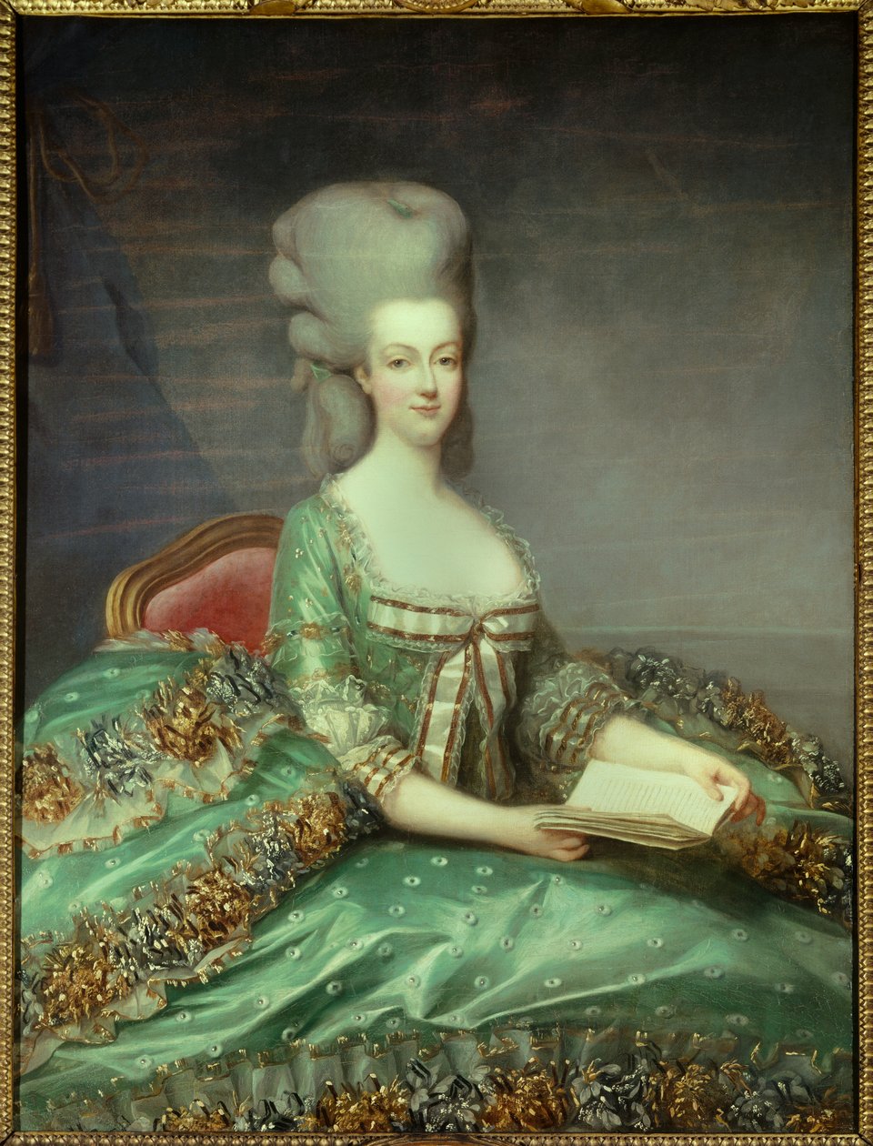 Muotokuva Marie Antoinettesta (1755-1793) Ranskan kuningatar Tämän muotokuvan kuningatar antoi tunnustajalleen vuonna 1781. François Hubert Drouais