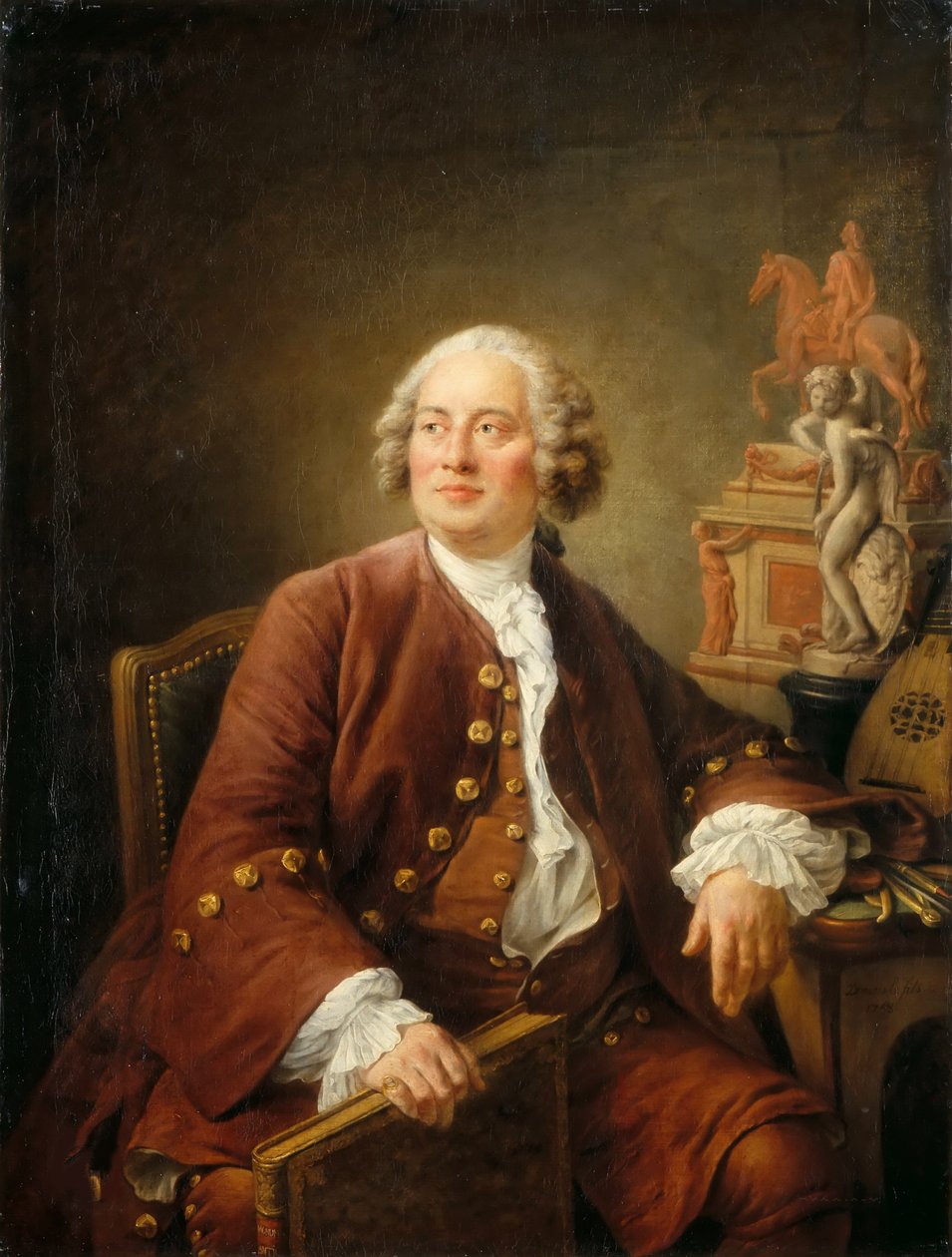 Kuvanveistäjä Edmé Bouchardonin muotokuva 1698-1762, 1758. tekijältä Francois Hubert Drouais