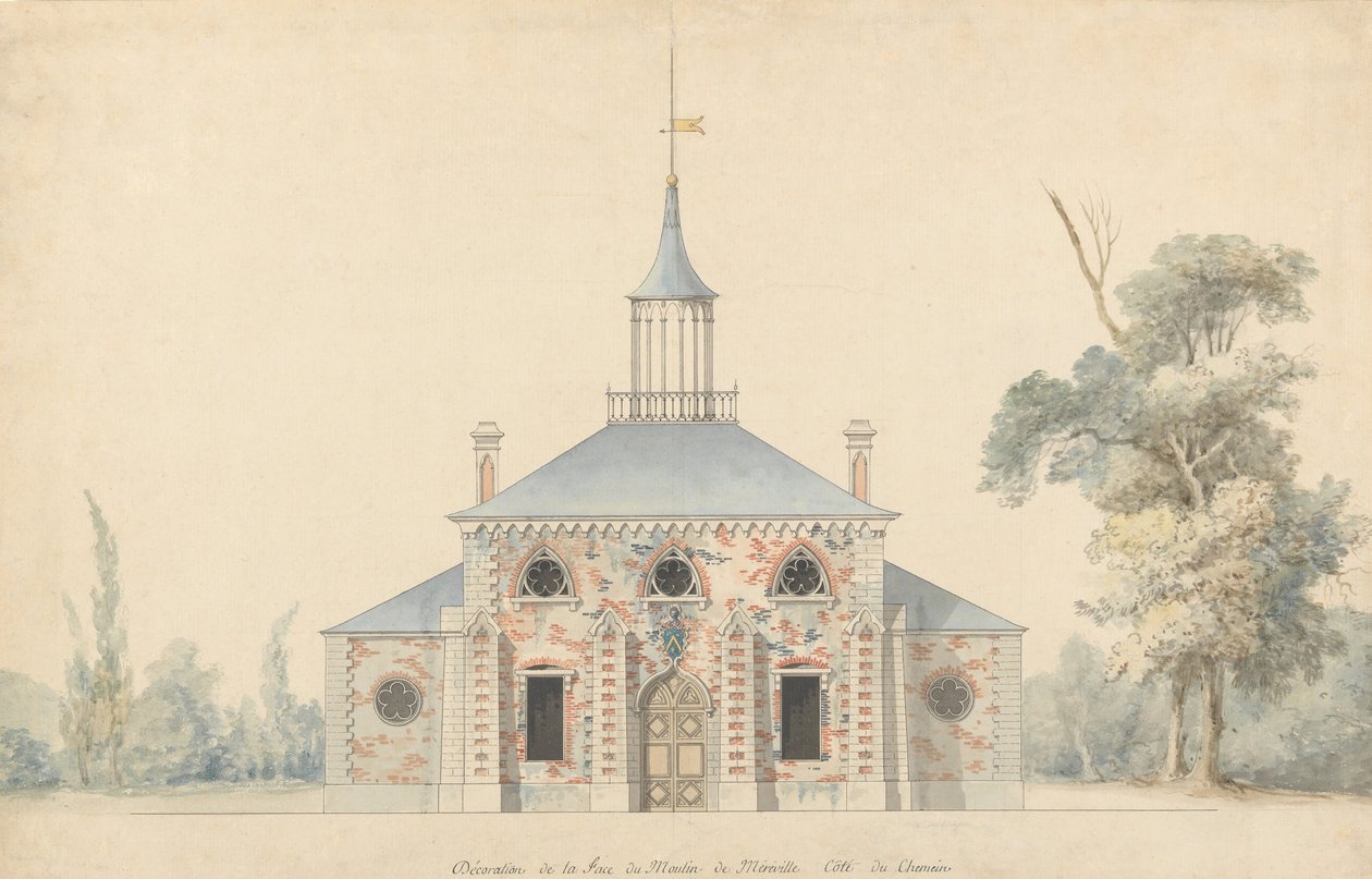 Suunniteltu tehtaan korkeus Mérévillessä, n.d. tekijältä Francois-Joseph Belanger