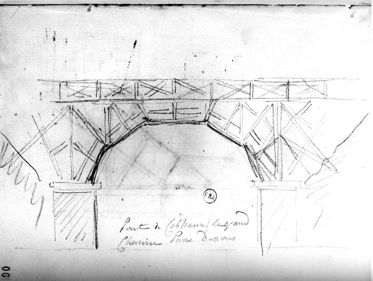 Arkkitehtoninen luonnos aiheesta "Travels in England", n. 1766 (kynä paperille) tekijältä Francois Joseph Belanger
