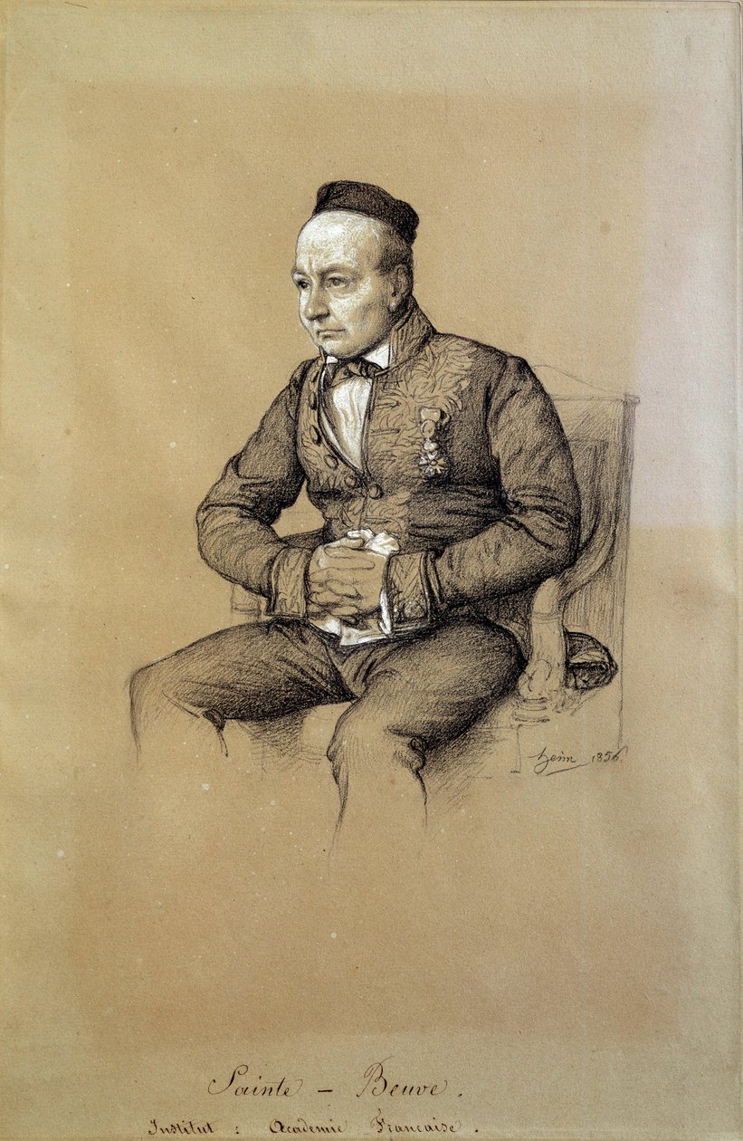 Muotokuva ranskalaisesta kirjallisuuskriitikkosta ja kirjailijasta Charles Augustin Sainte Beuve (1804-1869). Piirustus: Francois Joseph Heim (1787-1865) tekijältä François Joseph Heim