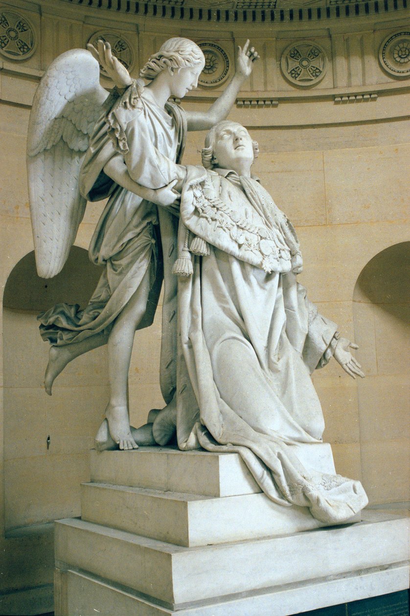 Ludvig XVI:n (1754-93) apoteoosi, jota kutsutaan myös Ludvig XVI:ksi, jota enkeli piteli, 1825 (marmori) tekijältä Francois Joseph Bosio
