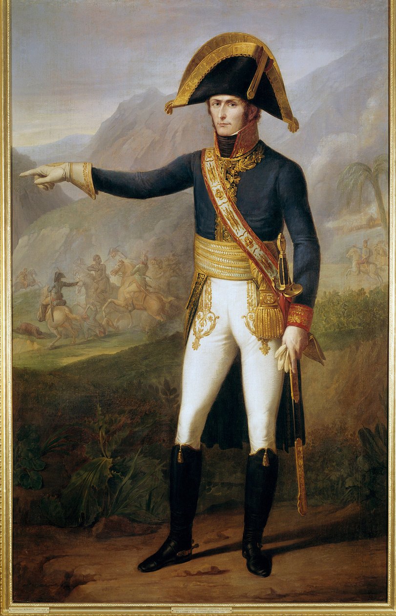 Pysyvä muotokuva Charles Emmanuel Leclercistä (1772-1802) Santo Domingon armeijan kenraalista Francois Joseph Kinsonin (1770-1839) tai Kinsoenin maalaus. 1804 Su. 2,07 x 1,27 m – Täyspitkä muotokuva Charles Emmanuel Leclercistä (1772-1802), Arin kenraalist tekijältä Francois Josephe Kinson