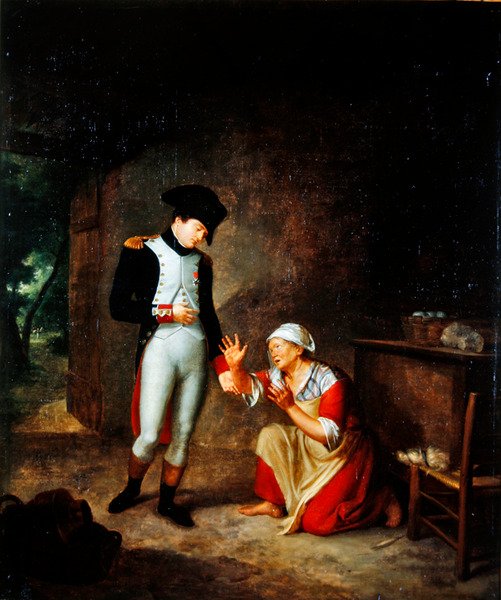 Napoleon vierailee talonpojan luona Briennen laitamilla, 4. elokuuta 1805 tekijältä Francois Leroy de Liancourt