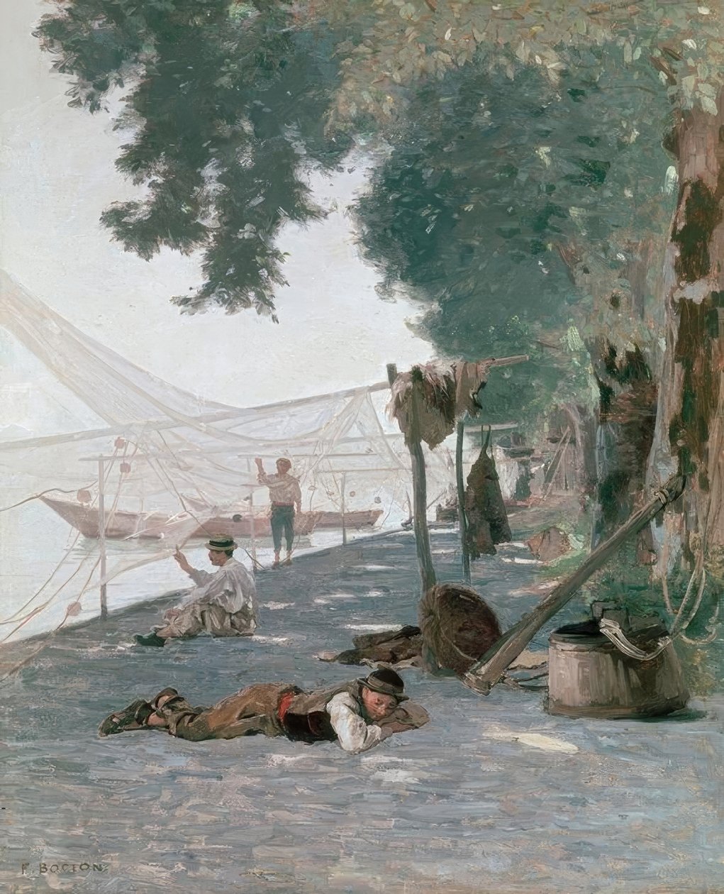 Verkot ja kalastajat tekijältä Francois Louis David Bocion