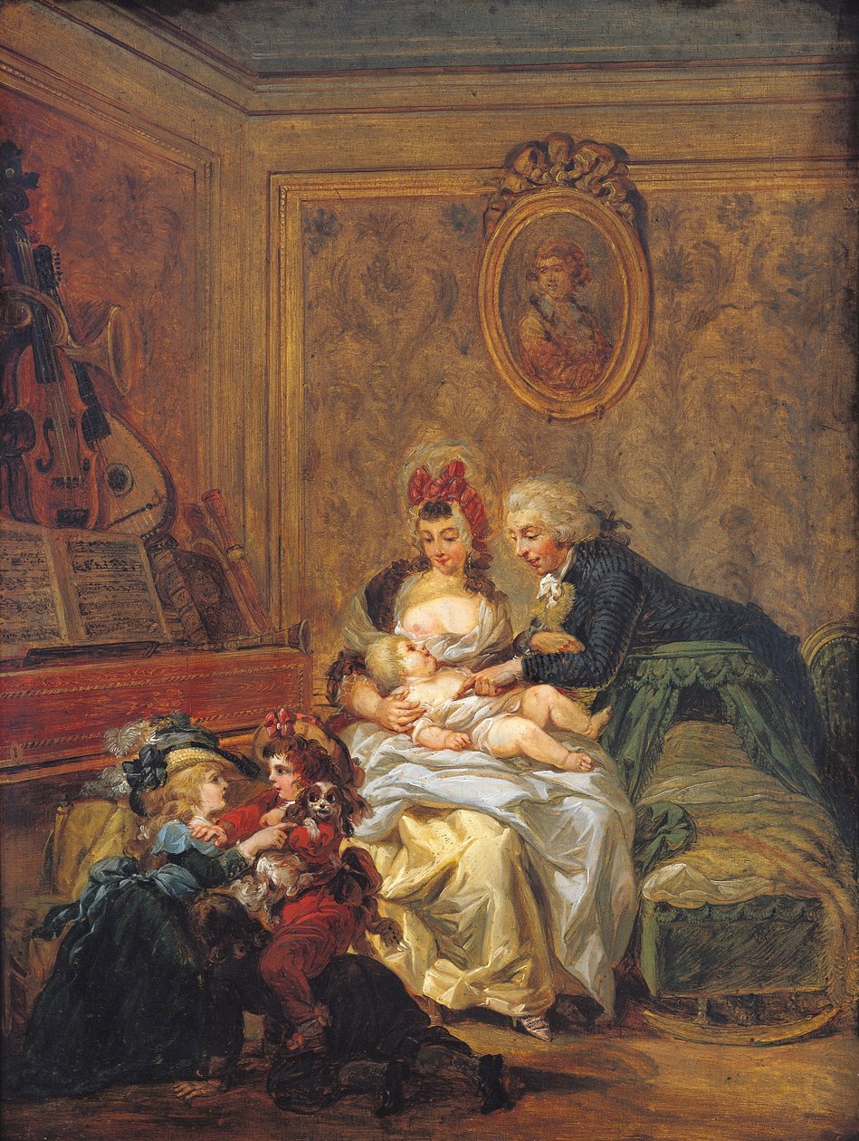 Avioliiton tyytyväisyys tai onnellinen perhe tekijältä Francois Louis Joseph Watteau