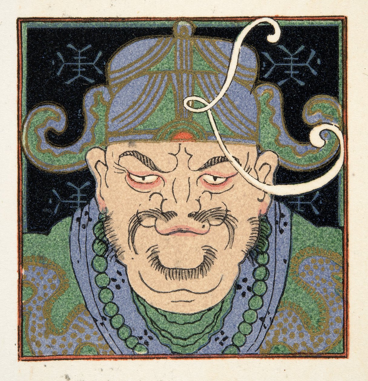 Kiinalainen Personages de Comedien pubista. 1922 (stensiiliprintti) tekijältä Francois Louis Schmied