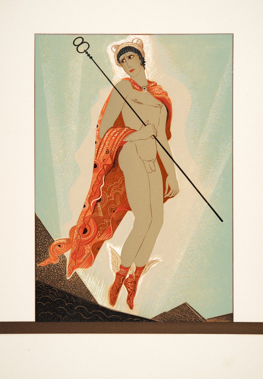 Hermes, Aiskhyloksen teoksesta Prometheus kahleissa, julkaisu. 1941 (sabluunapainatus) tekijältä Francois Louis Schmied
