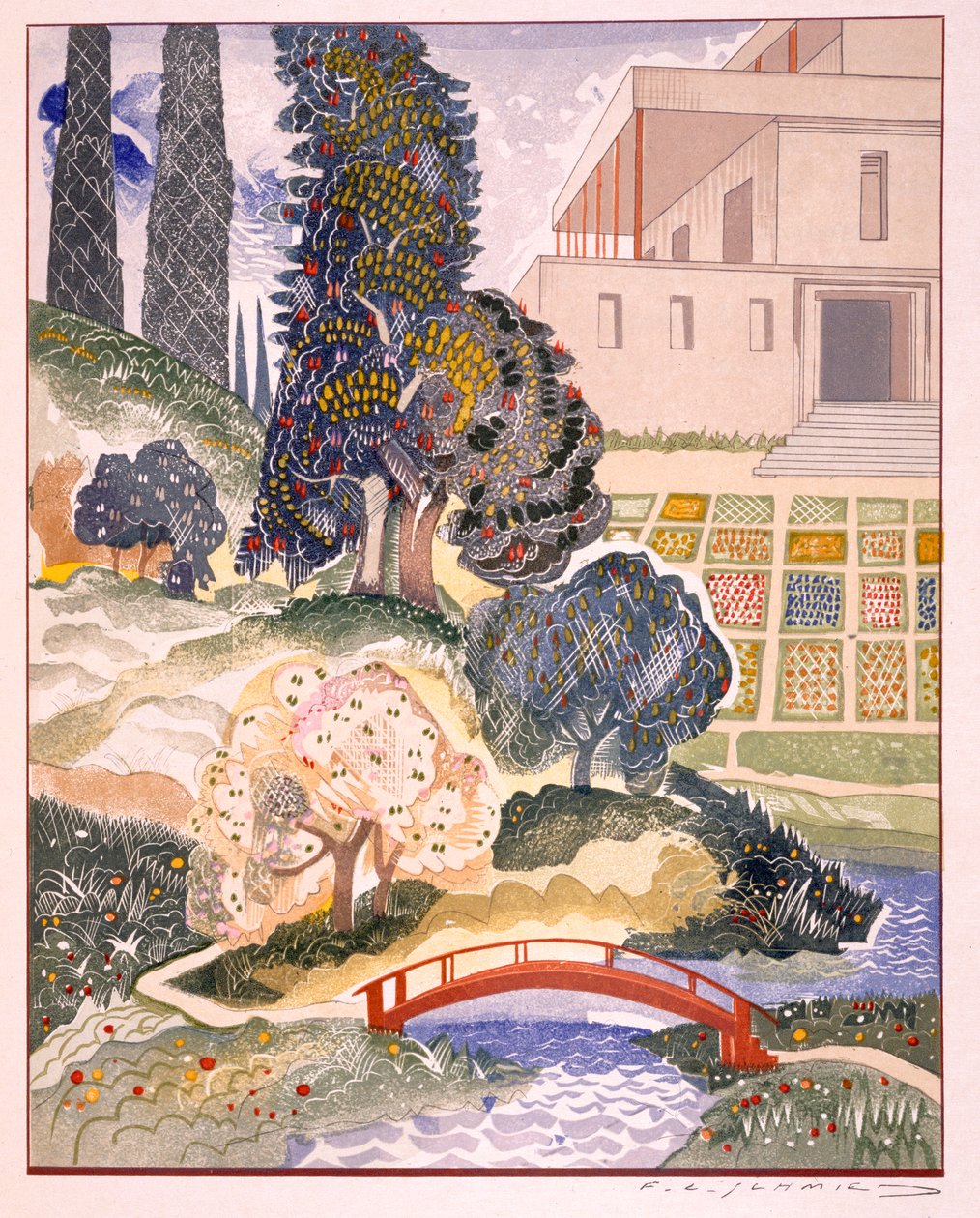 Kuvitus "Kim", kirjoittanut Rudyard Kipling, pubi. 1930 tekijältä Francois Louis Schmied