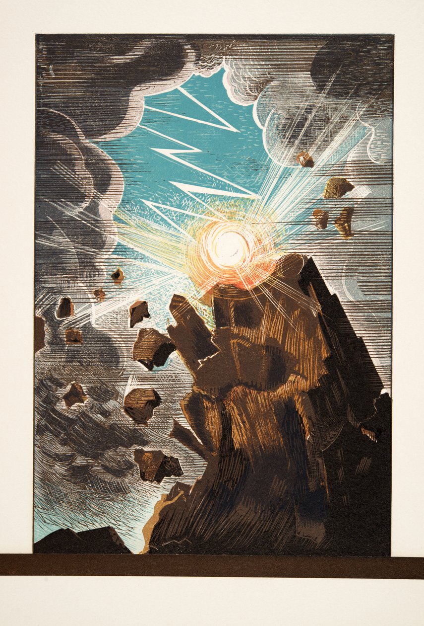 Kuvitus teoksesta Prometheus in Chains, jonka on kirjoittanut Aiskhylos, pub. 1941 (sabluunapainatus) tekijältä Francois Louis Schmied