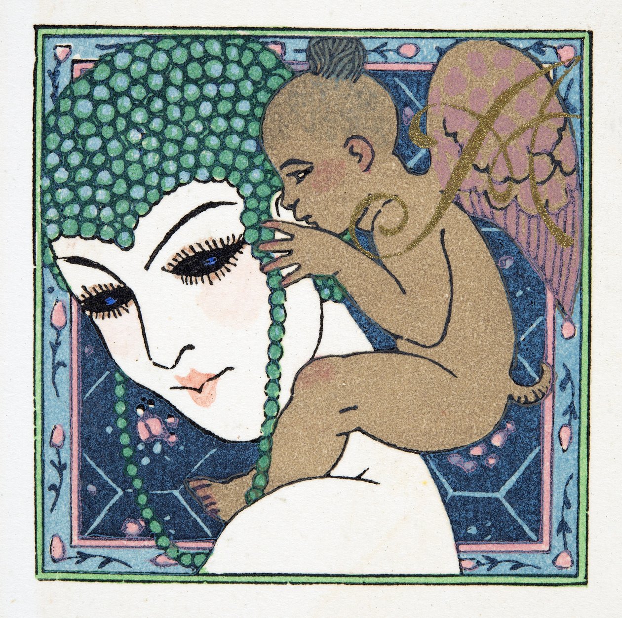 Kirje A, Personages de Comedie, pub. 1922 (stensiiliprintti) tekijältä Francois Louis Schmied