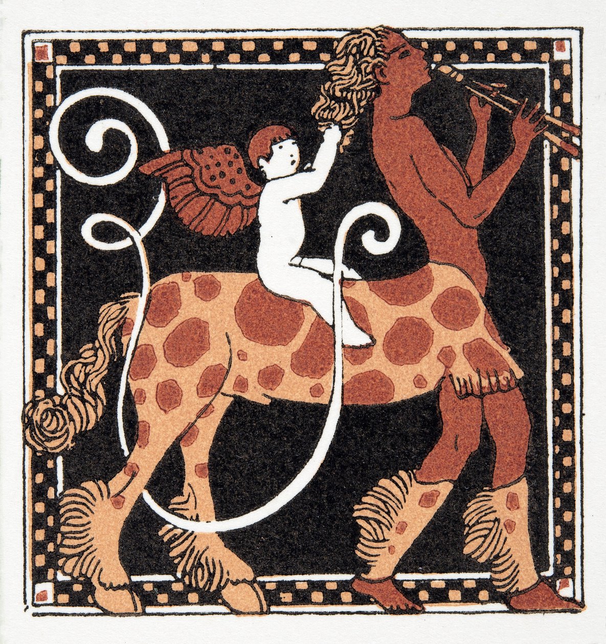 U-kirjain, Personages de Comedie, pub. 1922 (stensiiliprintti) tekijältä Francois Louis Schmied