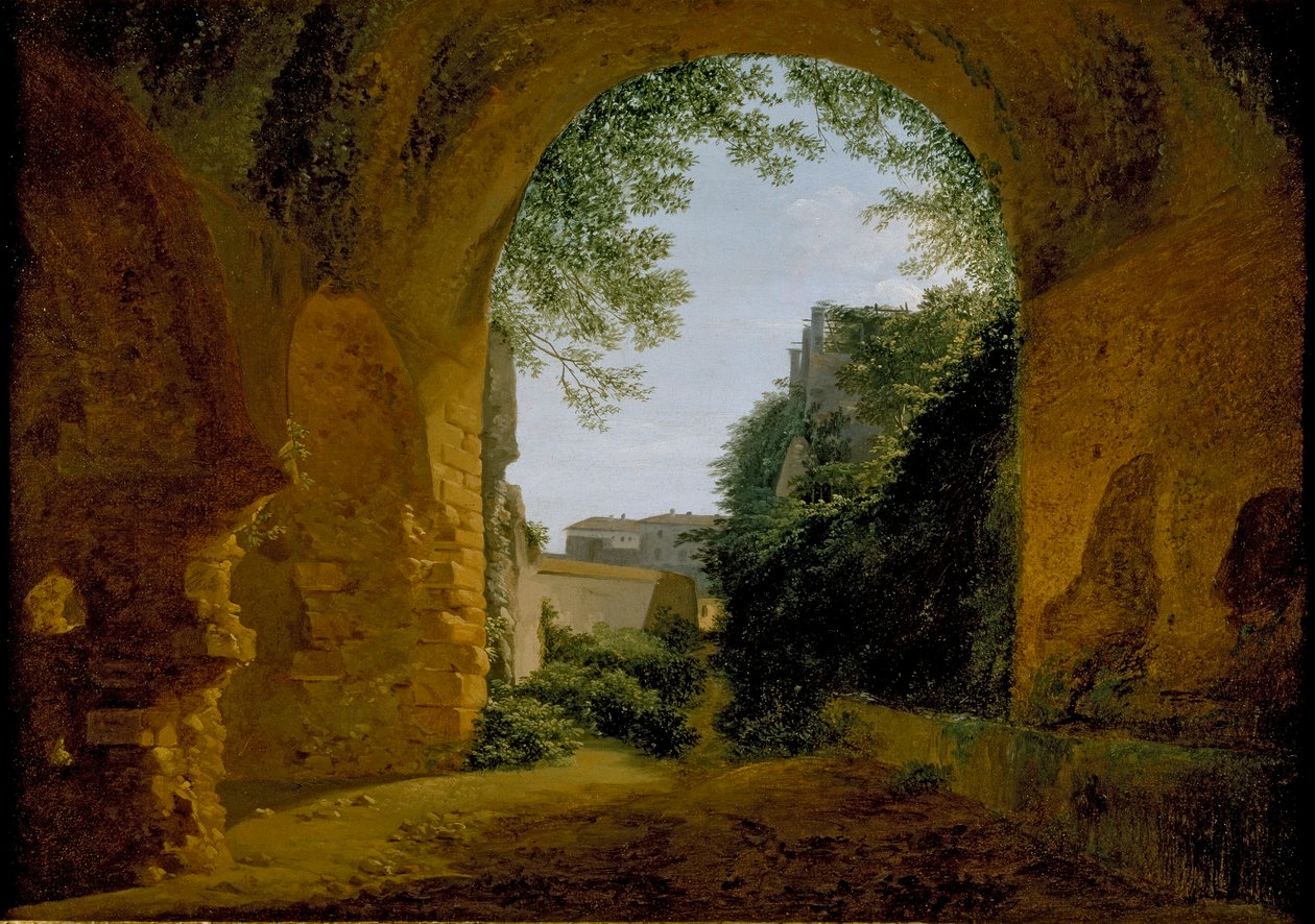Näkymä puutarhaan roomalaisesta holvista katsottuna, 1802-1824 tekijältä Francois Marius Granet