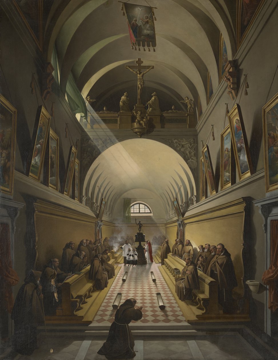 Kapusiiniluosterin sisustus, noin 1820 tekijältä Francois Marius Granet