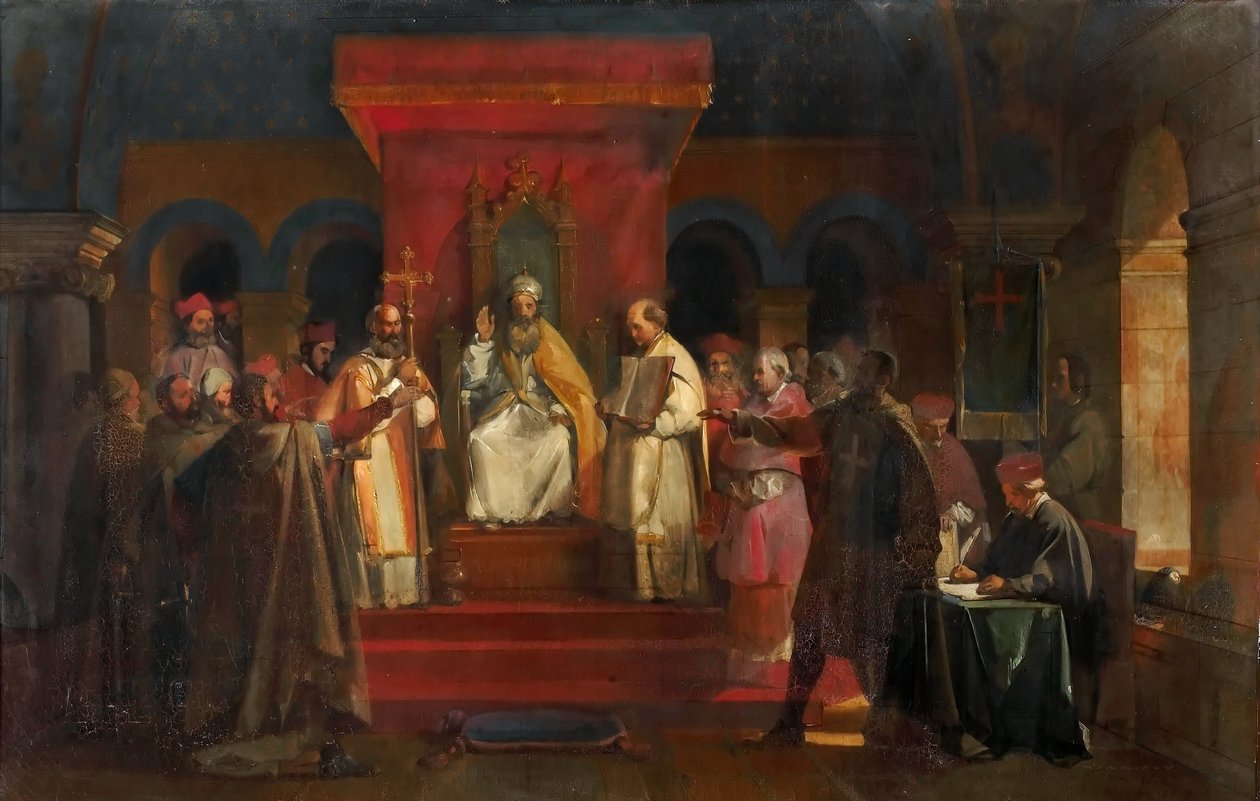 Paavi Honorius II antoi virallisen tunnustuksen temppeliritarille vuonna 1128 tekijältä Francois Marius Granet