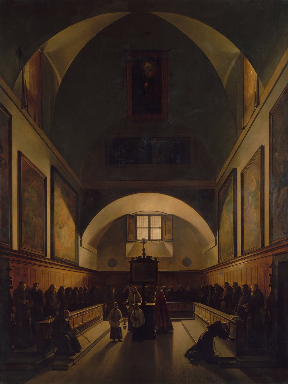 Kapusiinien kirkon kuoro Roomassa, 1814-15. tekijältä Francois Marius Granet