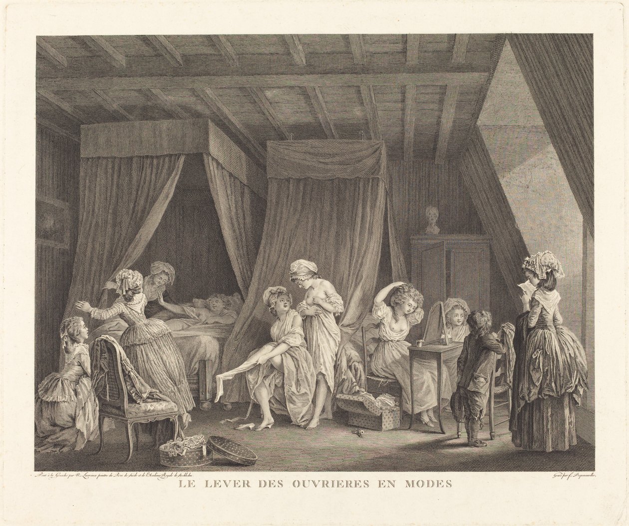 Työntekijöiden nousu muodoissa tekijältä Francois Nicolas Barthelemy Dequevauviller after Nicolas Lavreince