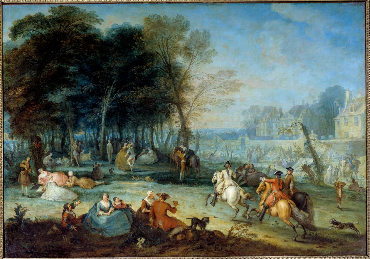 Bezons Pique nique Champetre -messut Pariisin läheisyydessä. François Octavienin (1695-1740) maalaus 1725 su. 1,35 x 1,95 m tekijältä Francois Octavien