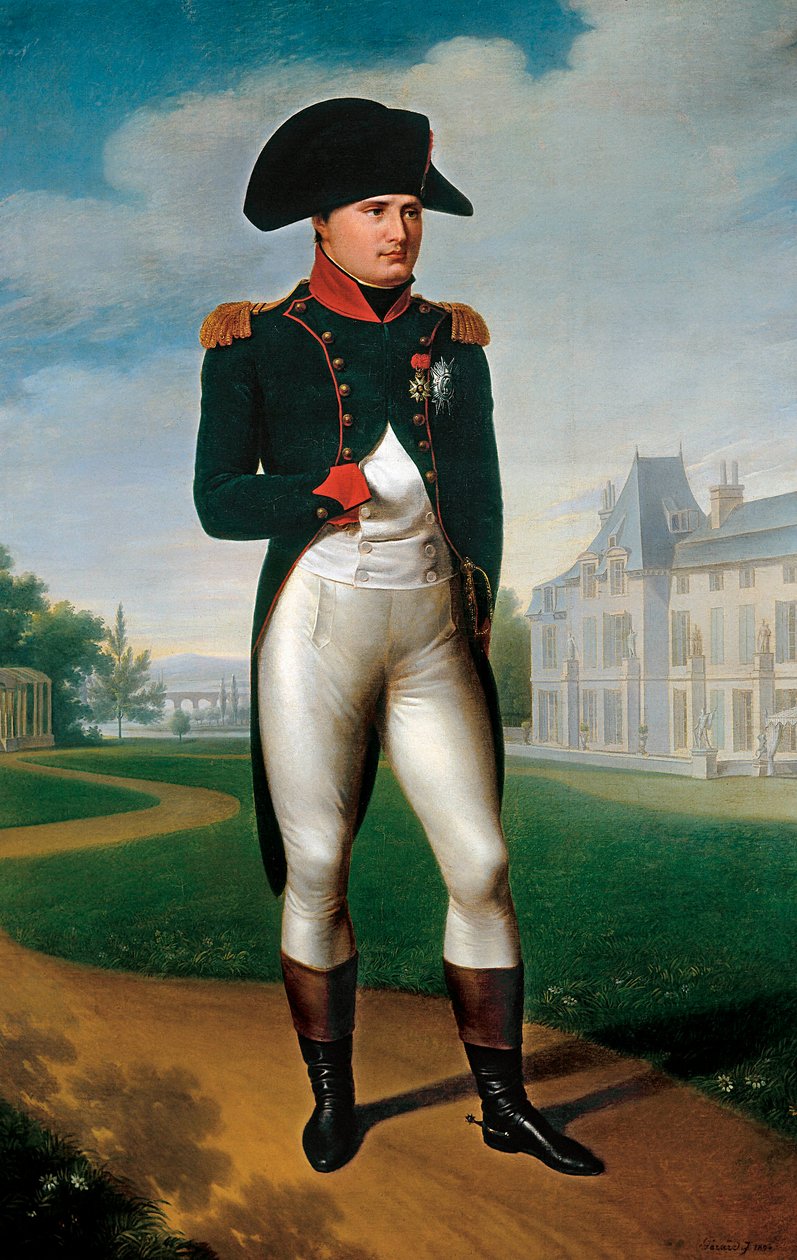 Napoleon Bonaparten muotokuva konsuliksi pukeutuneena Malmaisonissa. 1804 (maalaus) tekijältä Francois Pascal Simon (attr. to) Gerard