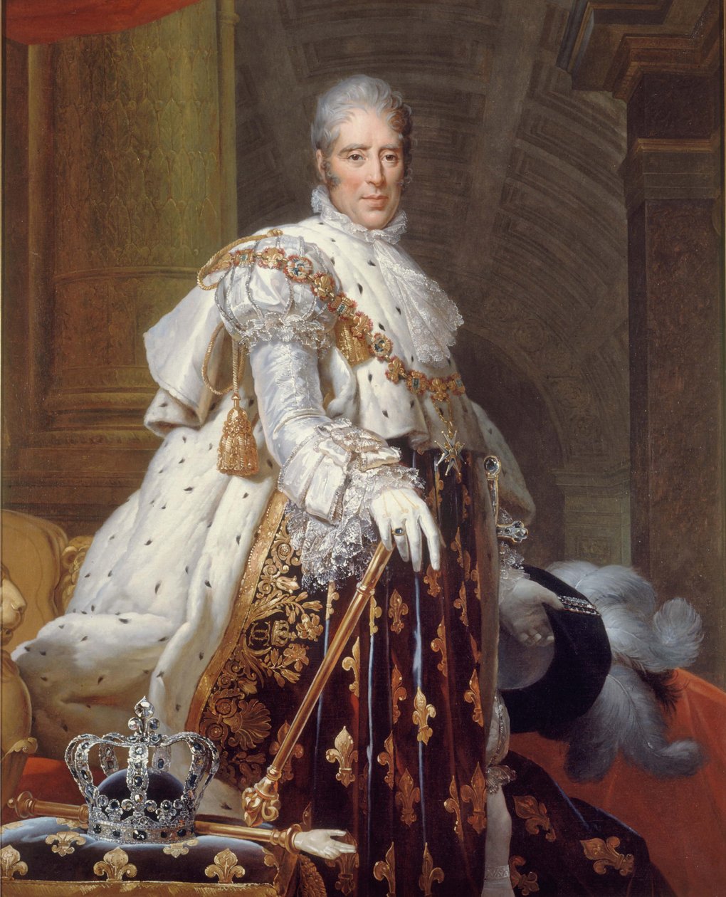 Kaarle X:n muotokuva pyhässä puvussa, n. 1825 (öljy kankaalle) tekijältä Francois Pascal Simon (studio of) Gerard