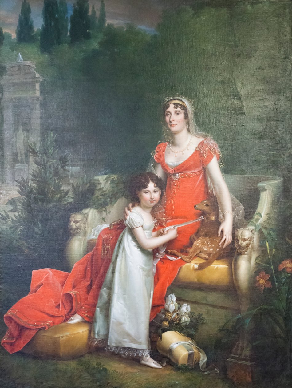 Elisa Bonaparte Baciocchi tyttärensä Napoleona Elisan kanssa tekijältä Baron François Pascal Simon Gérard