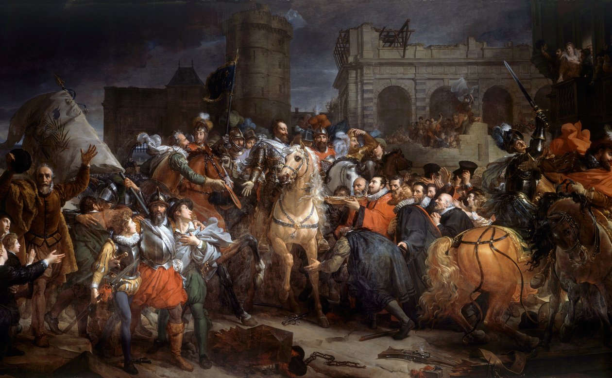 Henri IV:n (1553-1610) entrée Pariisissa, 22. maaliskuuta 1594. François Gerardin (1770-1837) maalaus tekijältä Baron François Pascal Simon Gérard