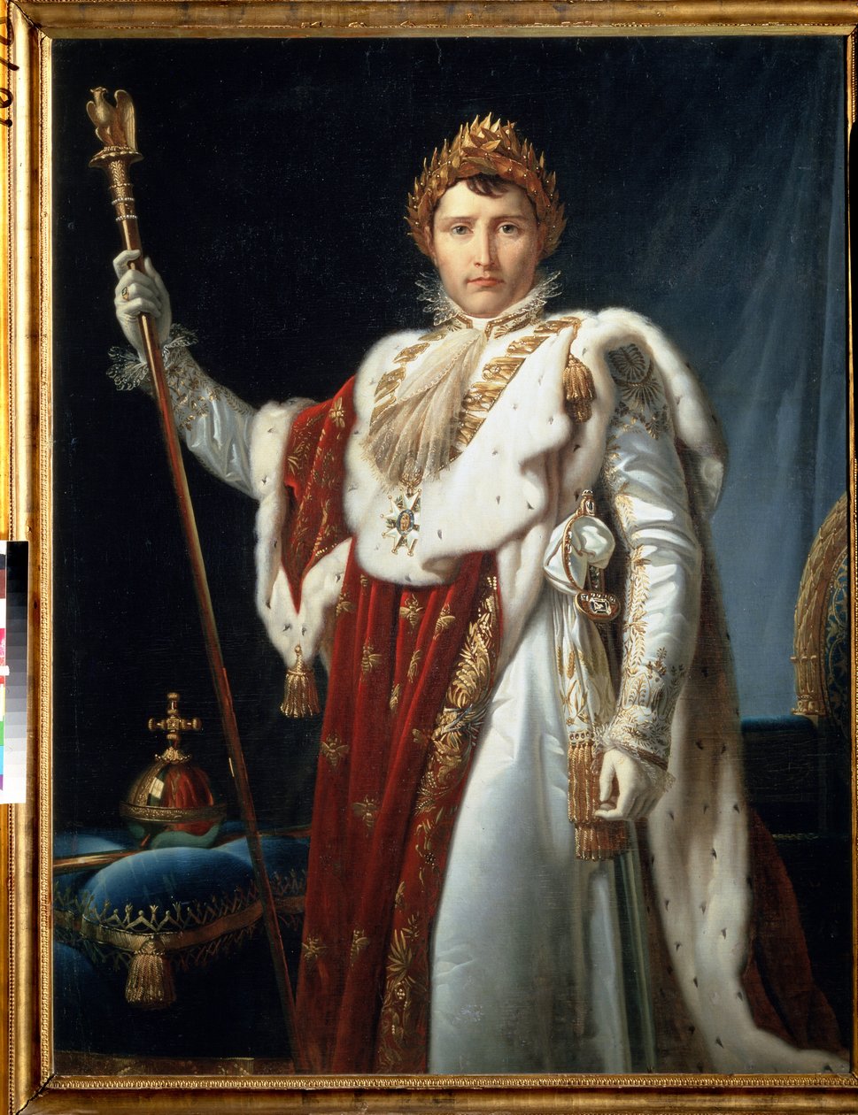 Napoleon kruunausvaatteissa, n. 1805-1810 (öljy kankaalle) tekijältä Baron François Pascal Simon Gérard