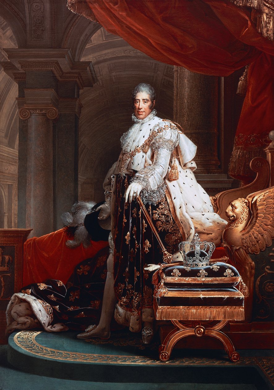Kaarle X:n muotokuva Artoisin kreivin Bourbonin pyhissä vaatteissa (Versailles tekijältä Baron François Pascal Simon Gérard