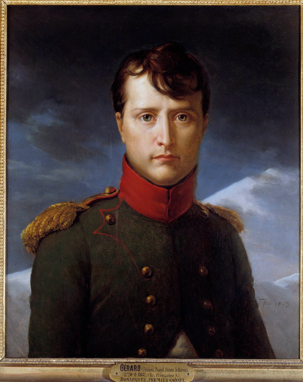 Napoleon Bonaparten (1769-1821) muotokuva fi pääkonsulimaalaus, Francois Gerard (1770-1837) 1803 su. 0,62x0,53 m Chantilly, museo Conde - Napoleon Bonaparten (1769-1821) muotokuva ensimmäisenä konsulina - Francois Gerardin (1770-1837) apinting, öljy tekijältä Baron François Pascal Simon Gérard