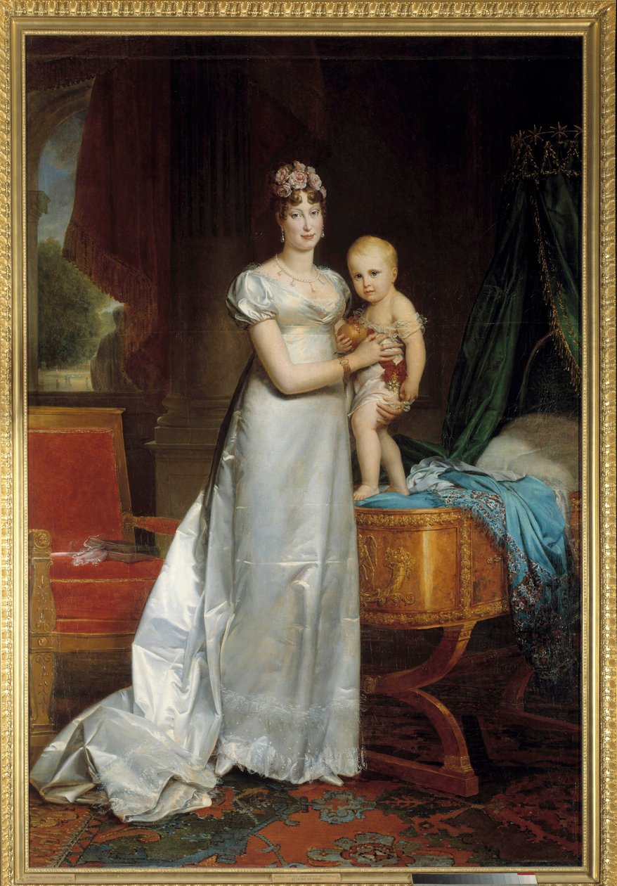 Impress Marie Louisen (1791-1847) ja Rooman kuninkaan muotokuva Francois Gerardin (1770-1837) maalaus 1813. Dim. 2,40 x 1,62 m. Versailles, Musee du Chateau - Keisarinna Marie Louisen (1791-1847) ja Rooman kuninkaan muotokuva. Francon maalaus tekijältä Baron François Pascal Simon Gérard