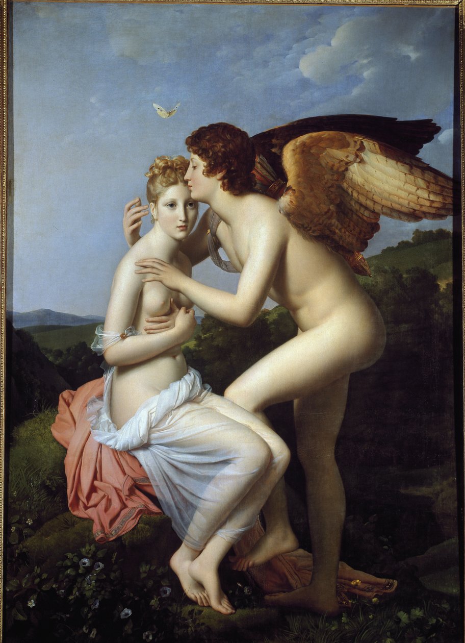 Psyche ja Cupid, jota kutsutaan myös Psyykeksi, joka saa Cupidin ensimmäisen suudelman (öljy kankaalle tekijältä Baron François Pascal Simon Gérard