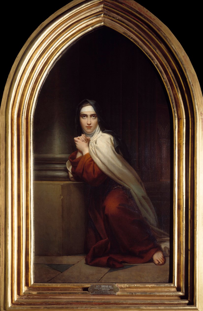 Francois Gerardin (1770-1837) Pyhän Teresen maalauksen esitys 1800-luvun Pariisissa, Institut Catholique tekijältä Baron François Pascal Simon Gérard