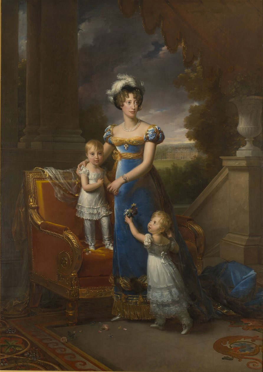 Berryn herttuatar lasten kanssa Louise Marie Thérèse dArtois ja Henri dArtois, 1822 tekijältä Francois Pascal Simon Gerard