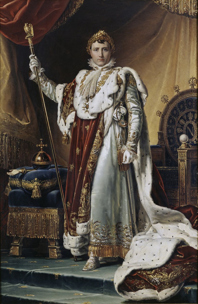 Keisari Napoléon I Bonaparten muotokuva 1769-1821 hänen kruunausvaatteissaan, noin 1804 tekijältä Francois Pascal Simon Gerard