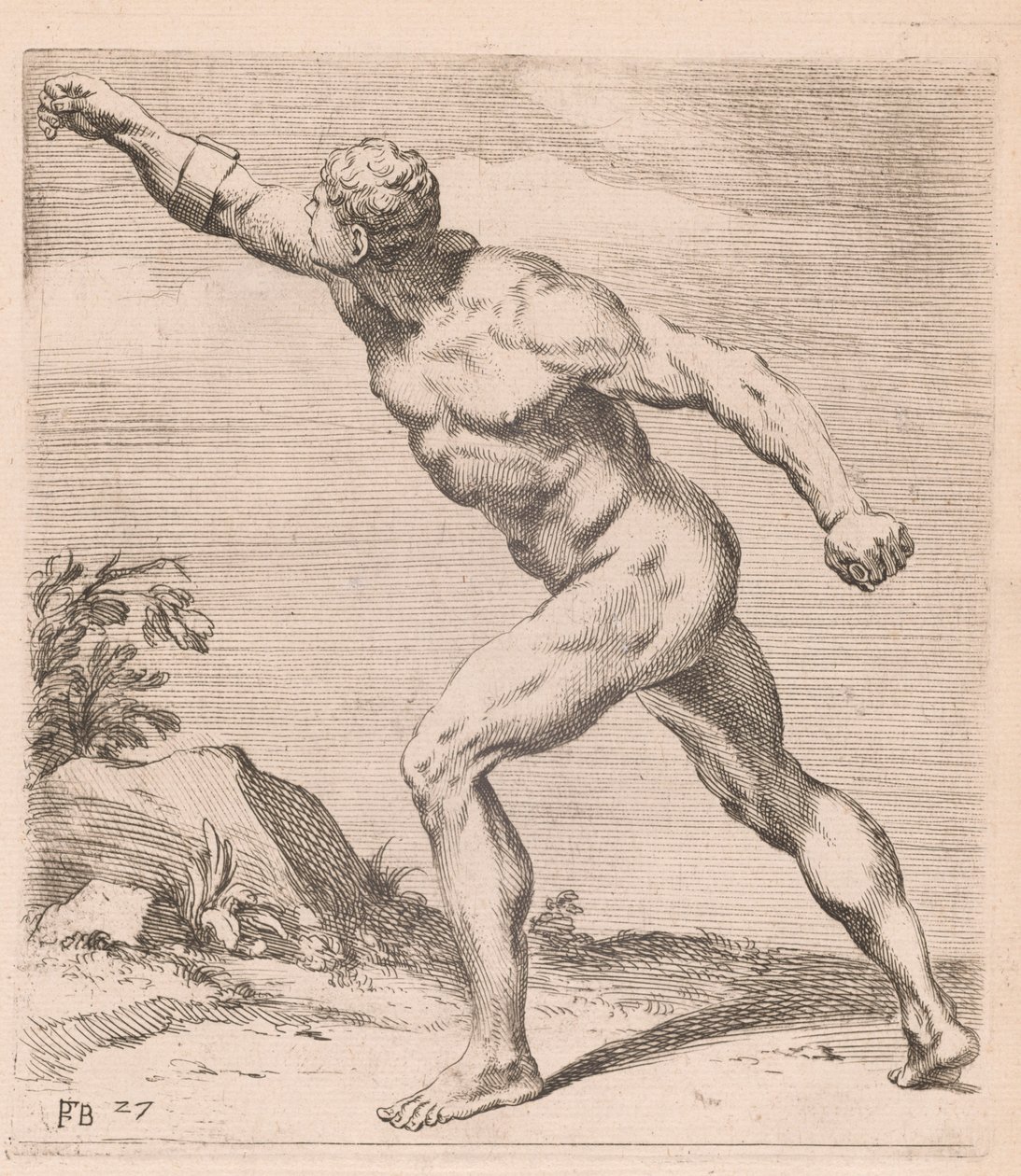Nude Fighting Man, sivukuva, käännetty vasemmalle [levy 27] tekijältä Francois Perrier