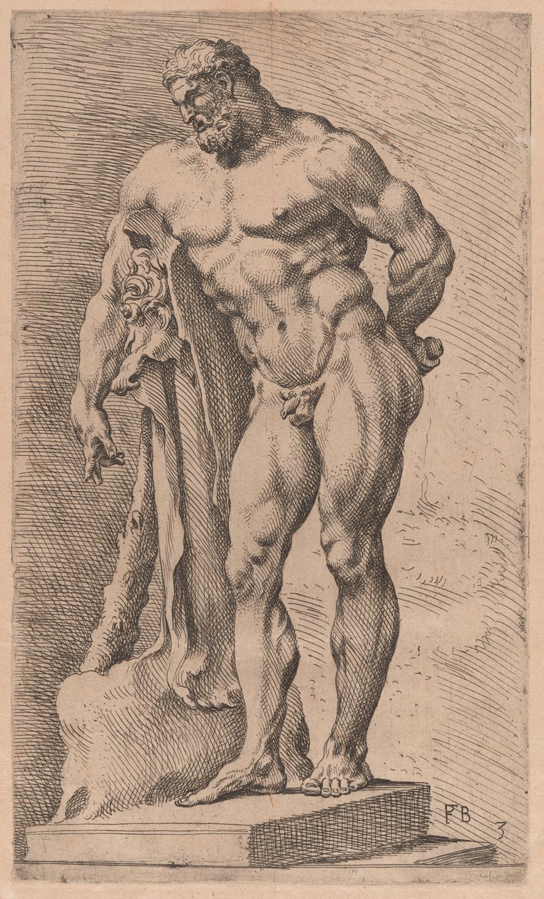Farnese Hercules, kolmen neljäsosan näkymä vasemmalle [levy 3] tekijältä Francois Perrier