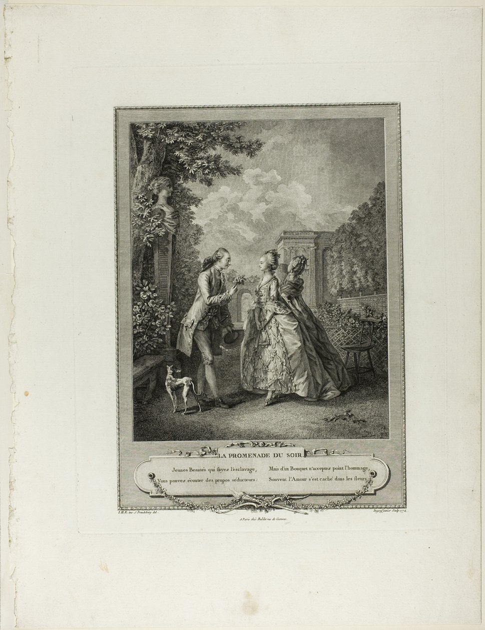 Iltakävely, alkaen Monument du Costume Physique et Moral de la fin du Dix-huitième siècle -teoksesta tekijältä Francois Robert Ingouf