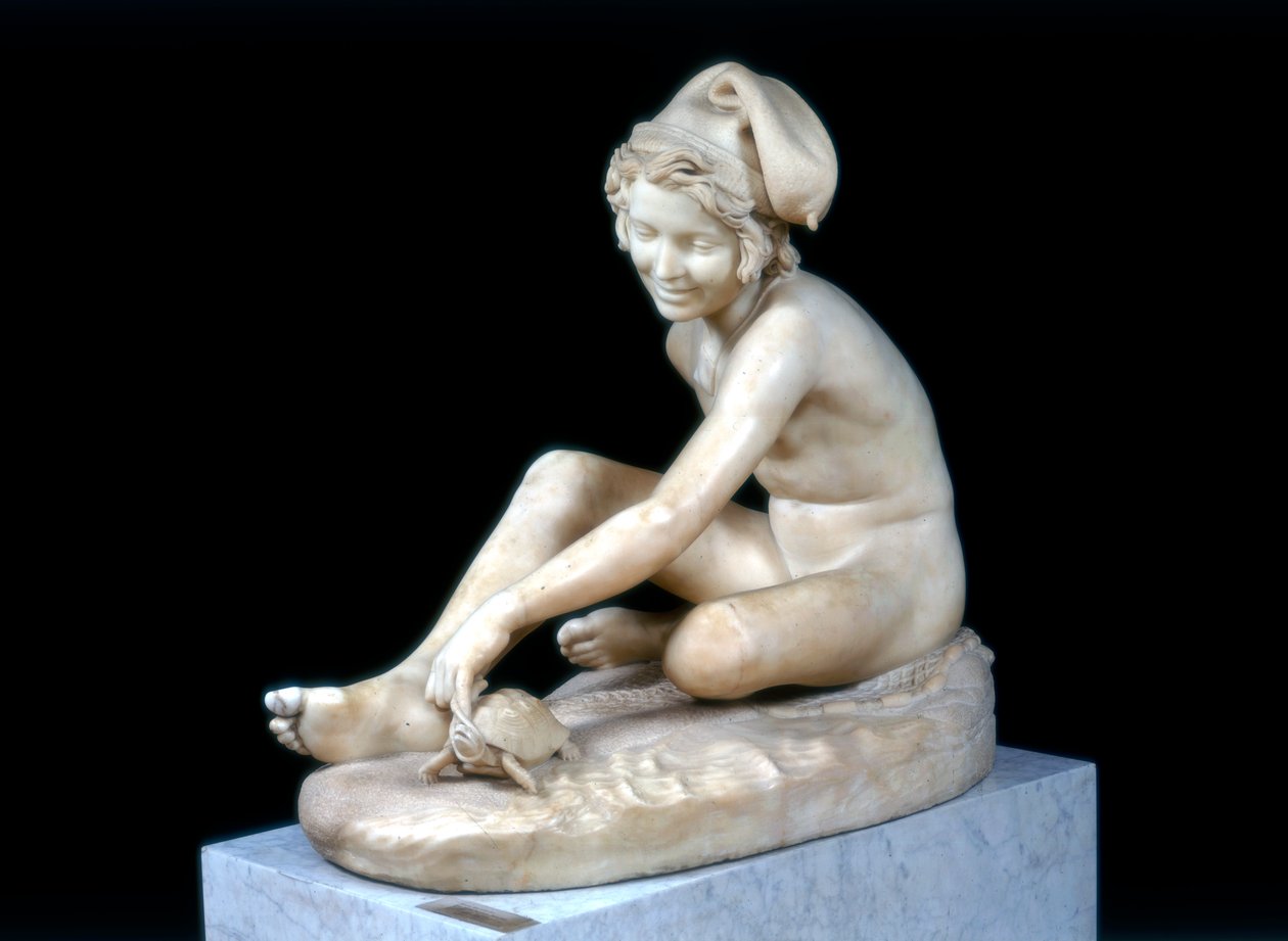 Napolilainen kalastaja leikkimässä kilpikonnalla, 1833 tekijältä Francois Rude