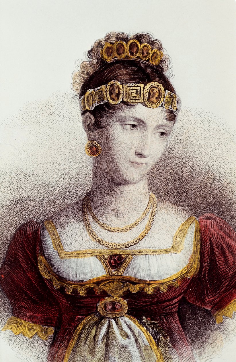 Pauline Bonaparten muotokuva (väri litho) tekijältä Francois Seraphin (after) Delpech