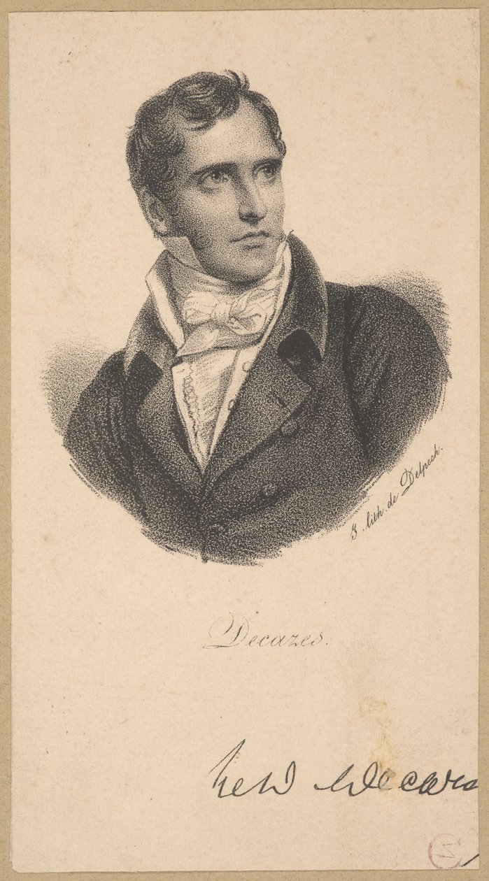 Élie, Decazesin herttua (1780 Saint-Martin-de-Laye - 1860 Decazeville) - ranskalainen poliitikko, pääministeri vuosina 1818-1820 tekijältä Francois Seraphin Delpech